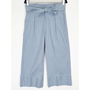 Banana Republic‎ Pants Womens 2 Blue Pinstripe Wide Leg Crop Trouser Belt Preppy